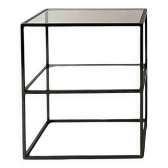 Vintage metal and glass bedside / side table, circa 1970 design