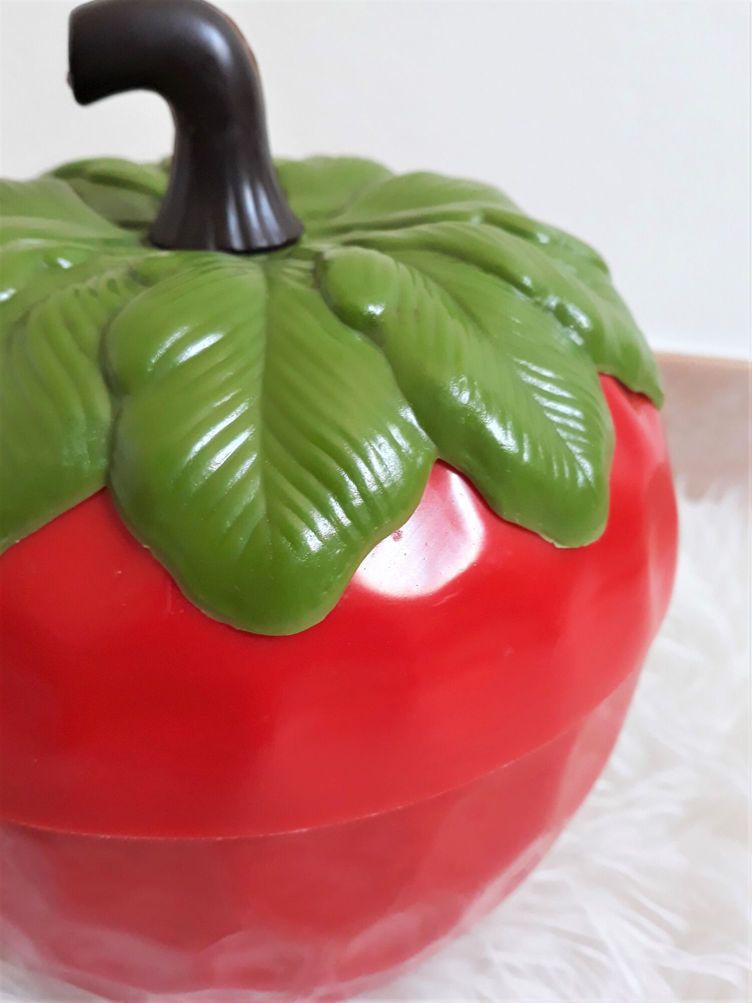 Red strawberry ice bucket vintage 1970