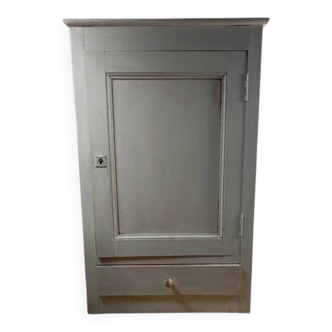 Vintage grey lacquered wooden wall cabinet