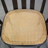 Set of 4 vintage wooden design dining/bistro chairs with woven seats
