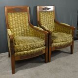 Pair of "Bergère" Armchairs in Mahogany, Empire Period – Early 19th Century
