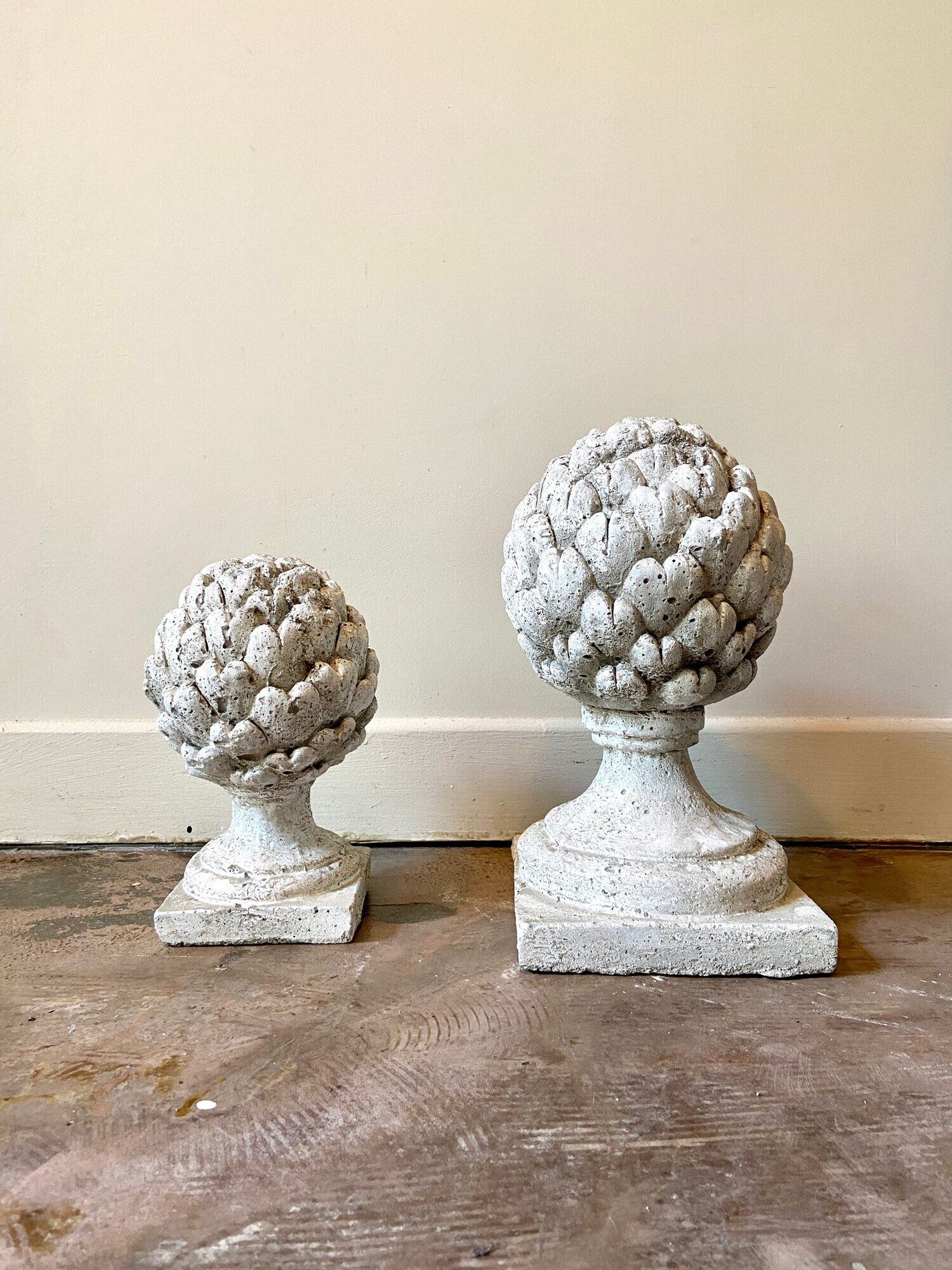 Ornamental artichoke in bleached concrete