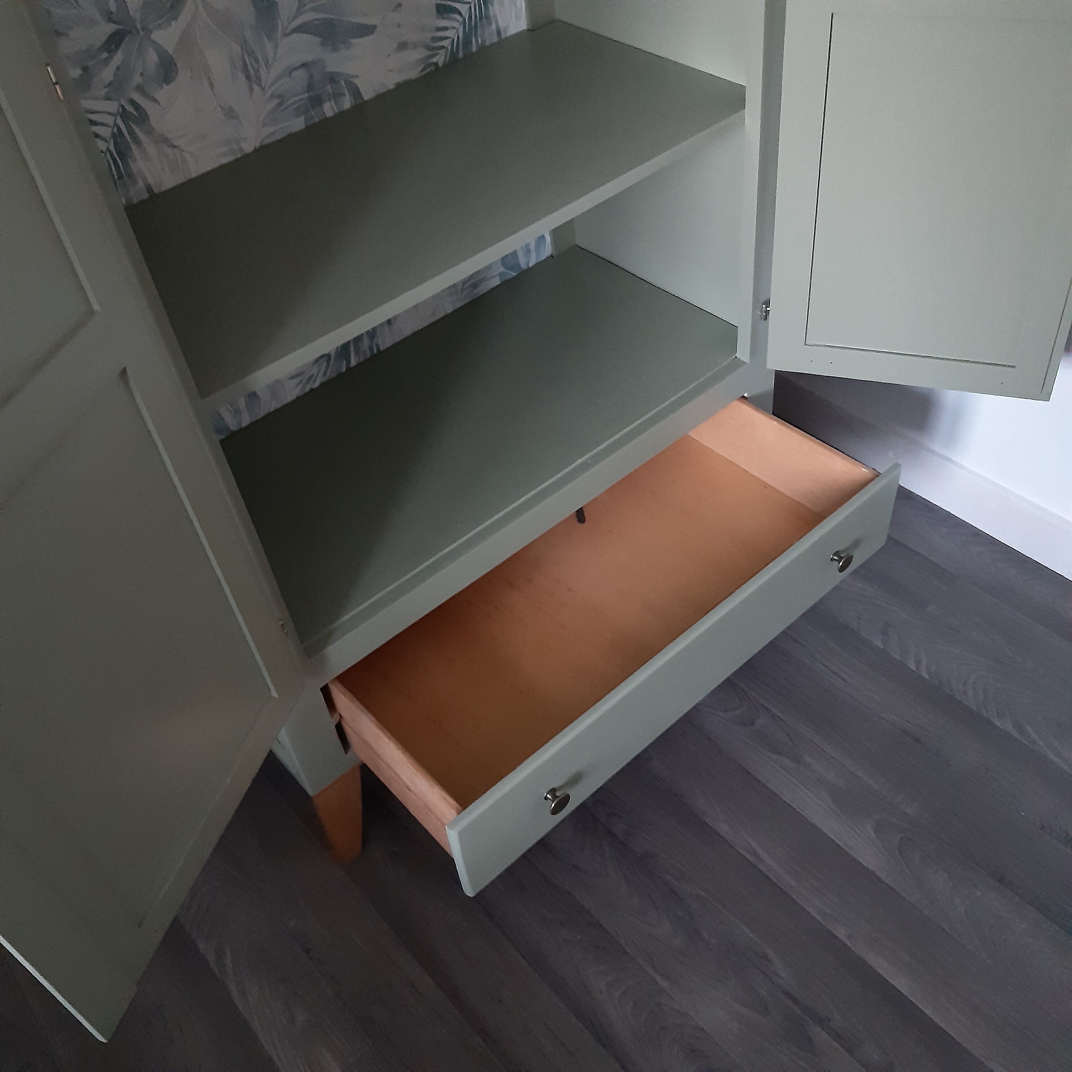 Scandinavian forest green wardrobe