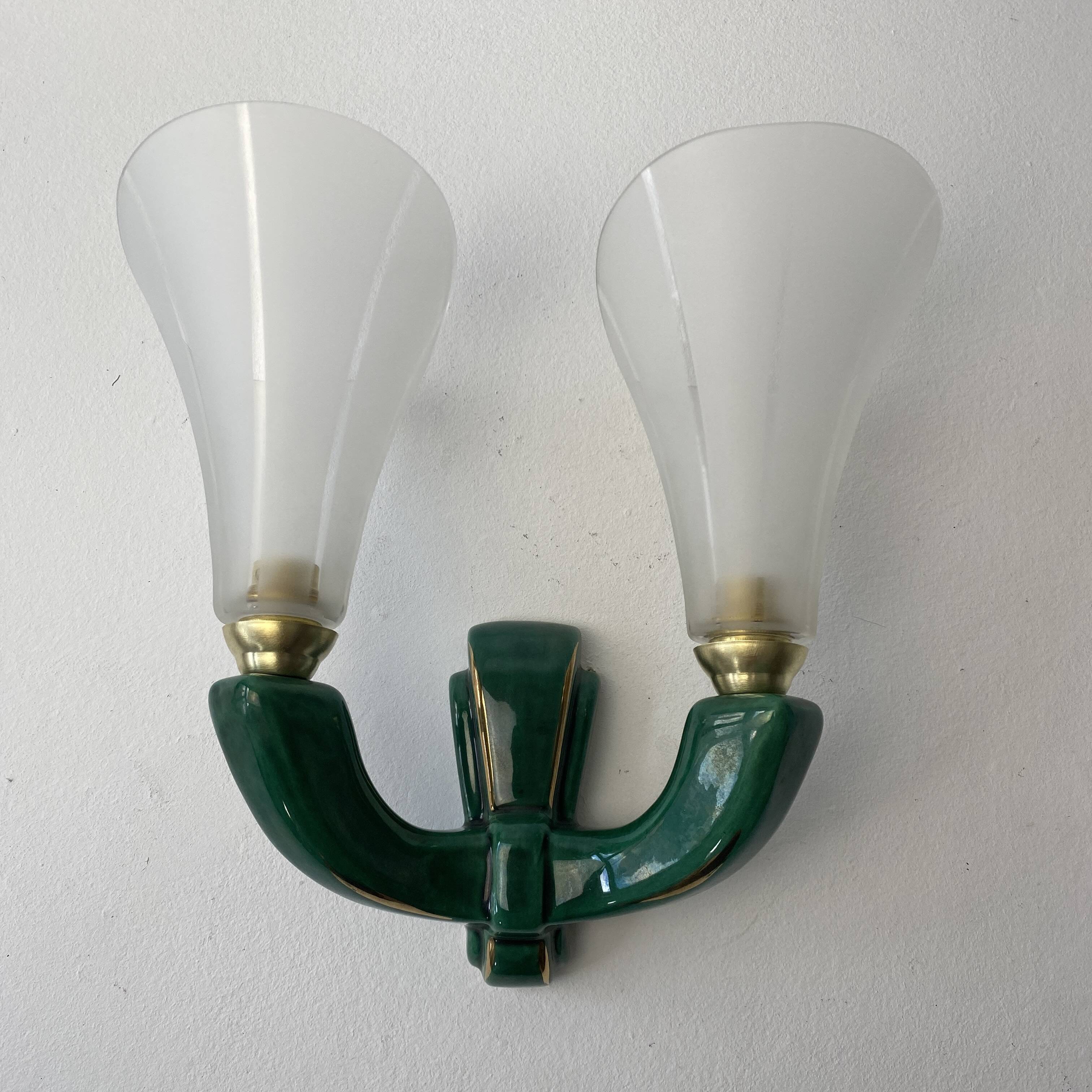 Pair of vintage ceramic wall lamps