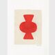 Abstract painting on paper, primary red, signed Eawy.
