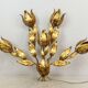 Hollywood Regency Hans Kögl Gilded Metal Floral Leaf Monumental Wall Sconce