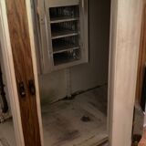 Full vintage bar with counter, fridge, shelves in 60s formica