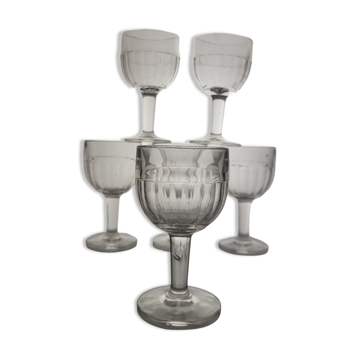 6 molded glass wine glasses