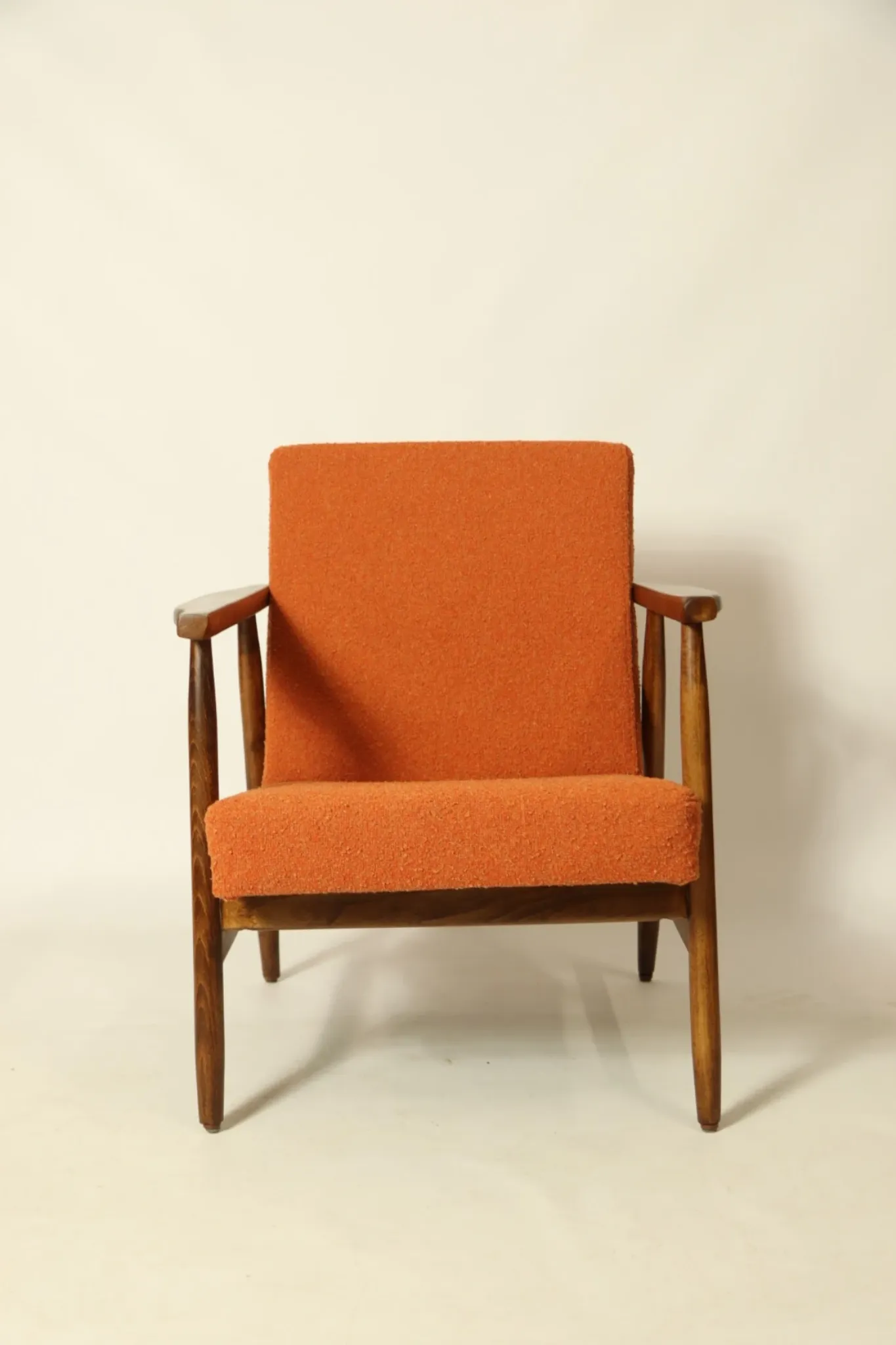 Vintage pumpkin orange lounge chair 1970s restored