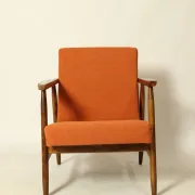 Vintage pumpkin orange lounge chair 1970s restored