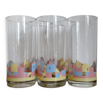 Lot de5t verres à motif