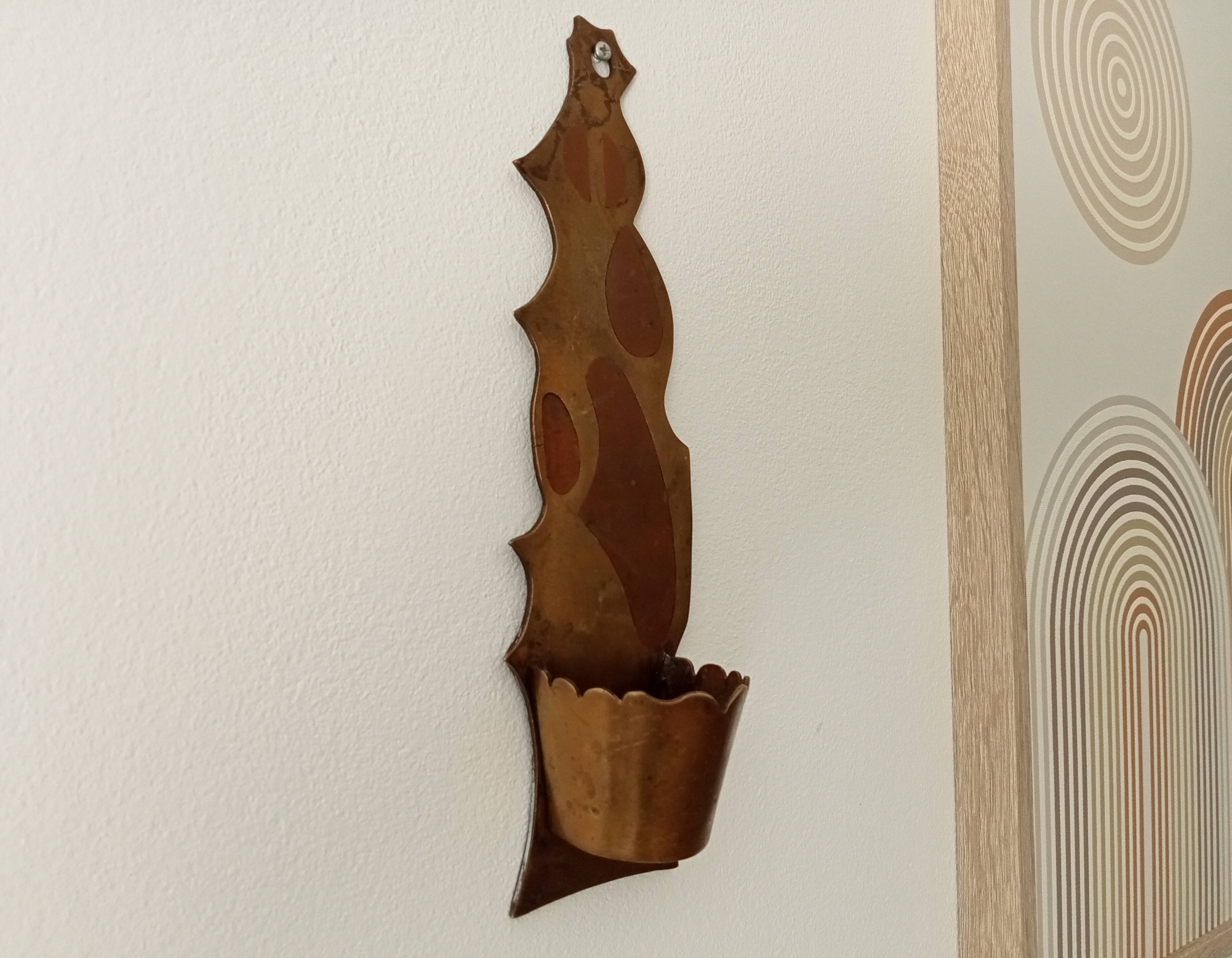 Vintage solid brass gold wall candle holder
