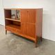 High vintage wooden sideboard with display cabinet and bar - Scandinavian style