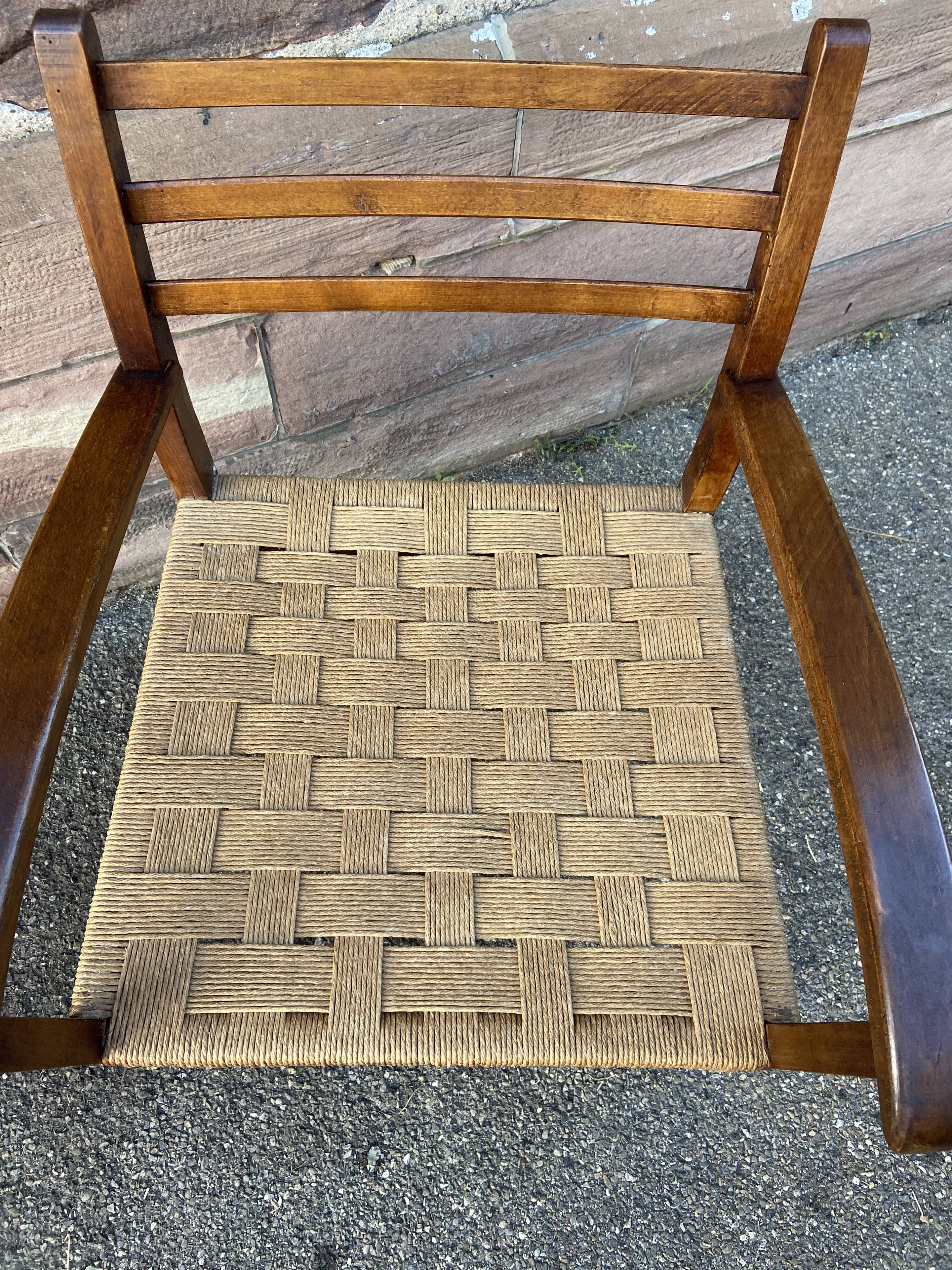 Vintage armchair in wood and rope, 1960s