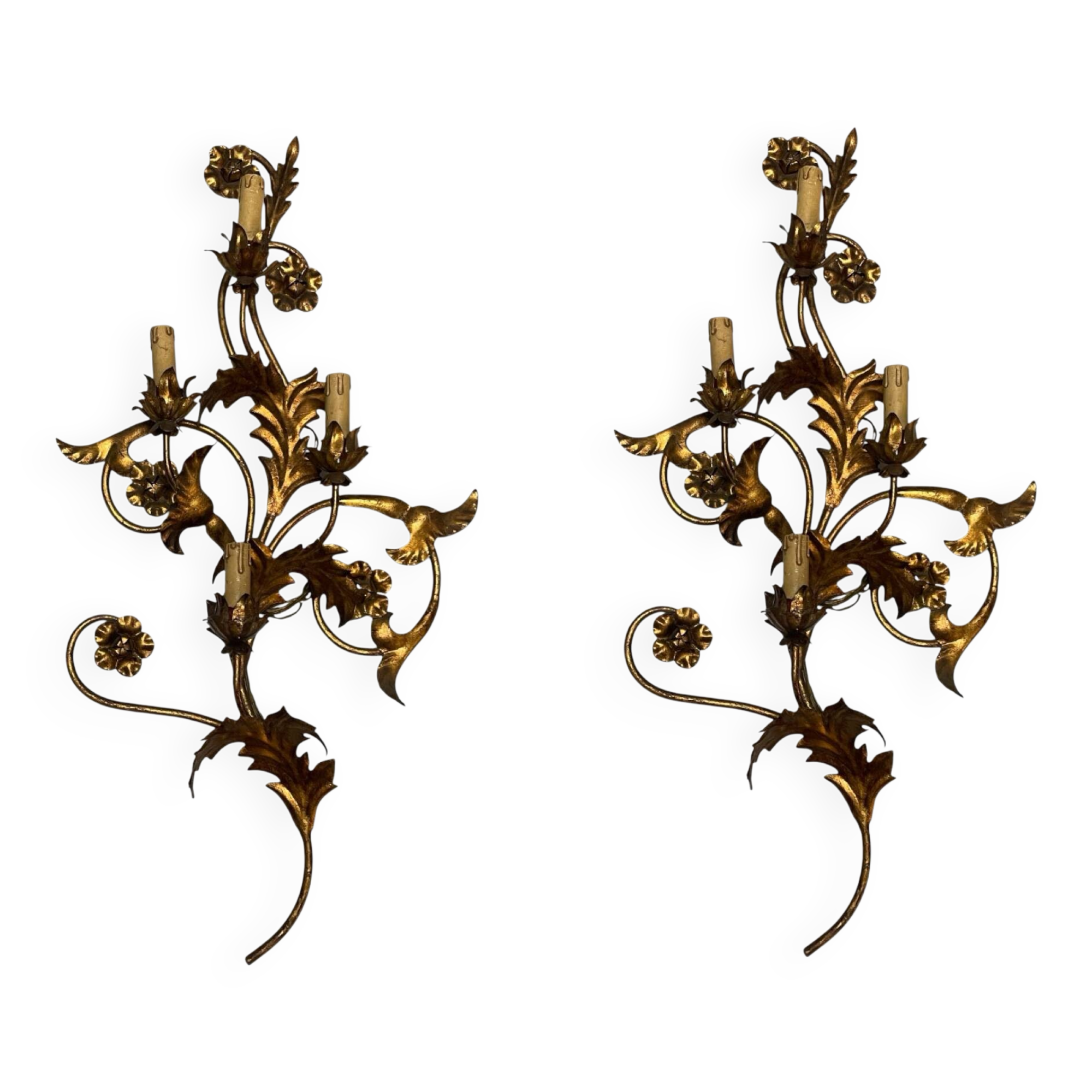 Appliques dorées florentines extra grandes, ensemble de 2