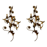 Extra Large Florentine Gold Gilded Sconces Set of 2 