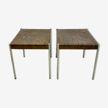 Pair of Swiss square design stools 1980s