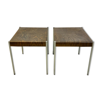 Pair of Swiss square design stools 1980s