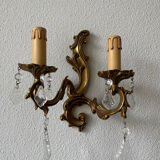 Paire d’applique en bronze doré pampilles 70’s