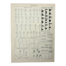 Gravure ancienne 1898, Navigation, signaux, marine, pavillon (2) • Lithographie, Planche originale,