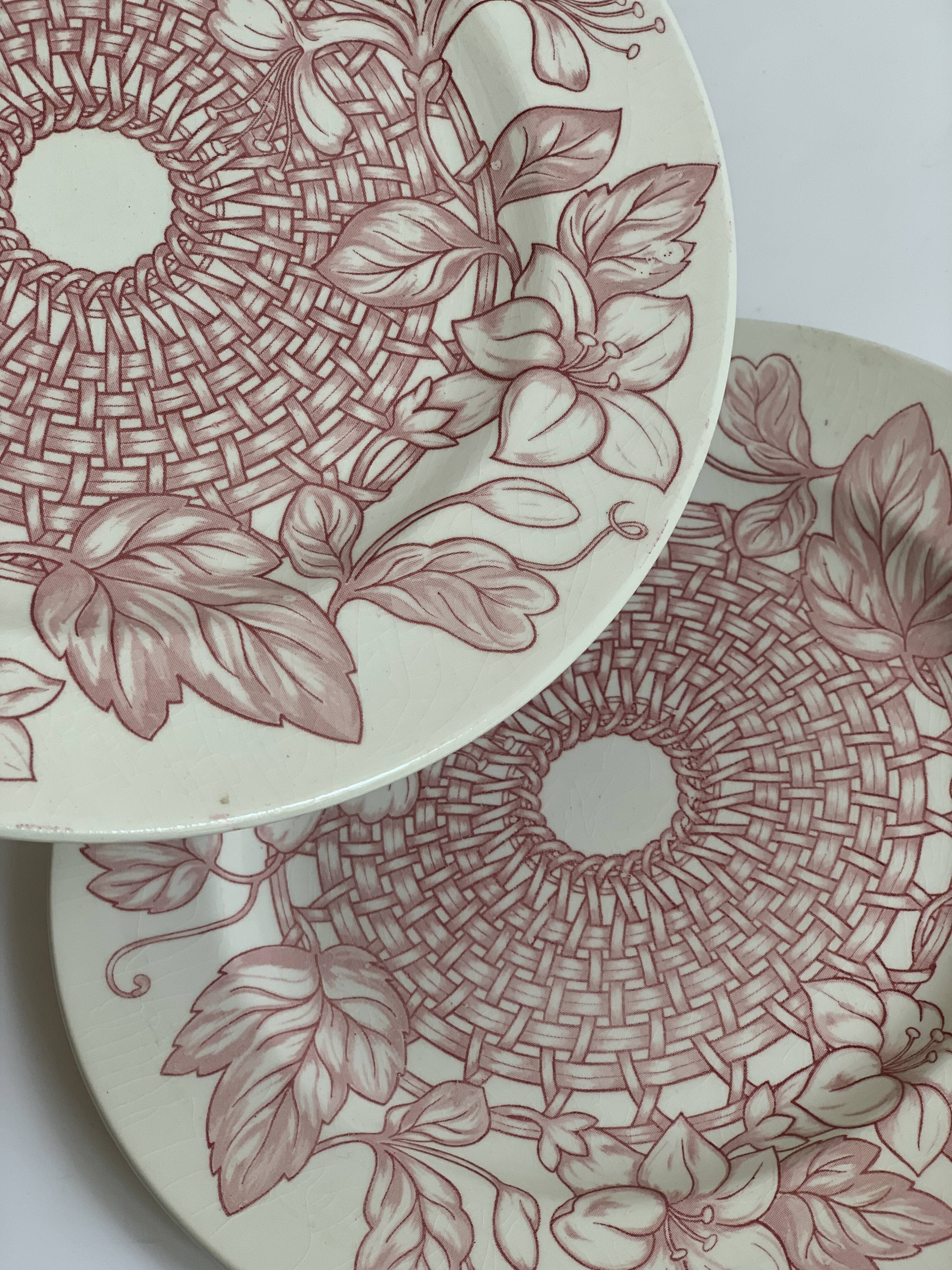 Pair of Sarreguemines iron earth plates