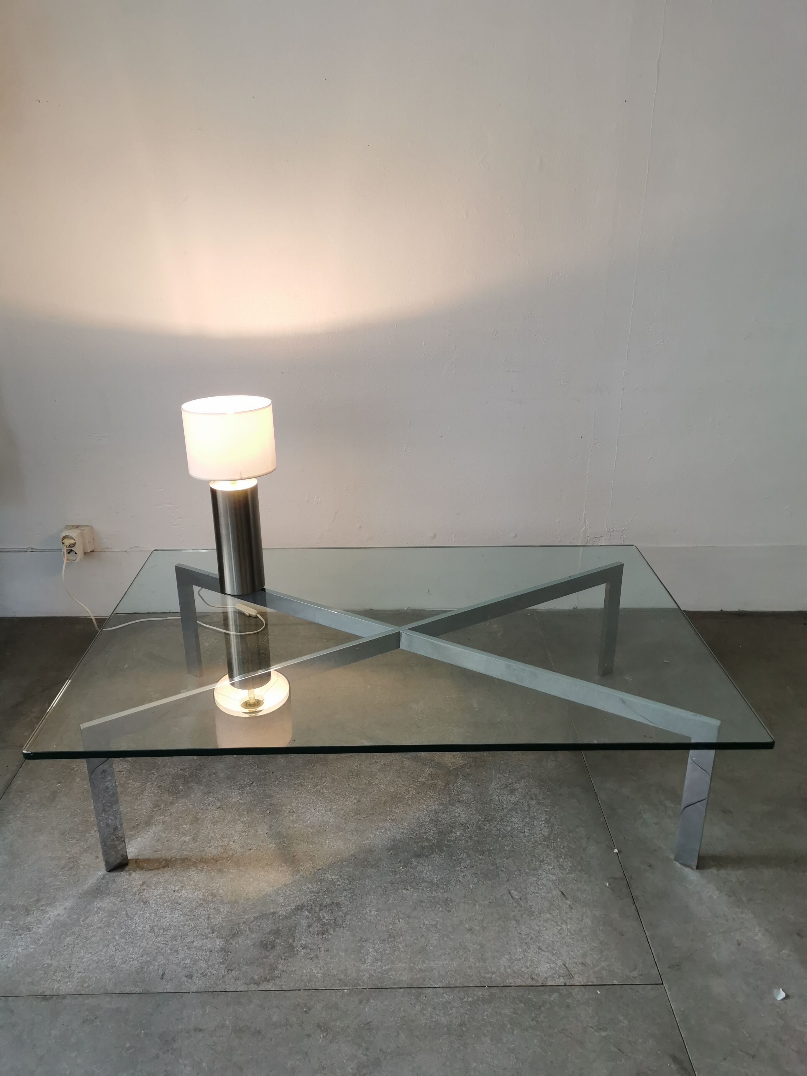 Metal coffee table and glass 1970