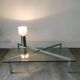 Table basse metal et verre 1970