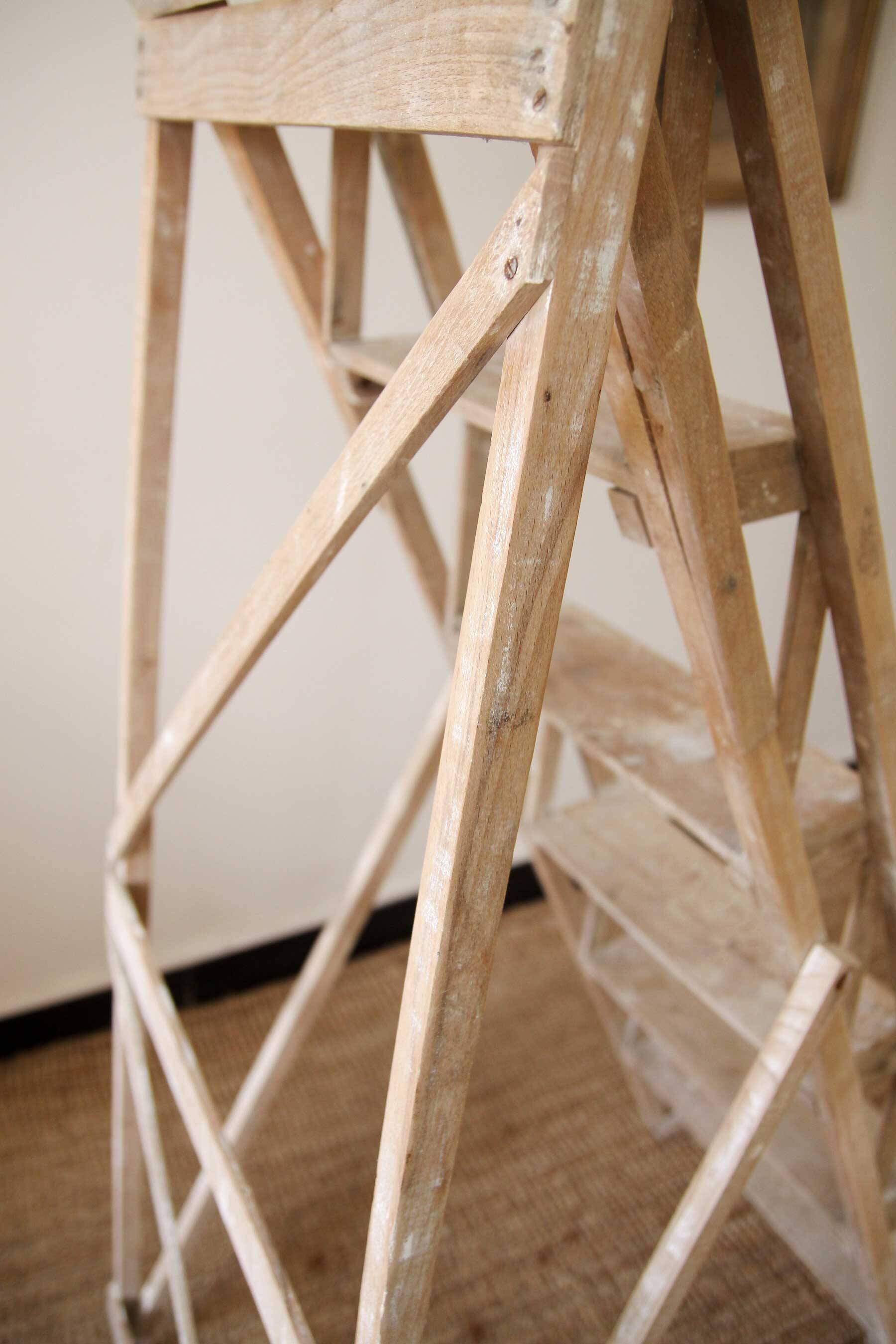 Old wooden painter's step ladder