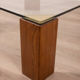 Vintage 80's table in wood, brass and glass, italian design