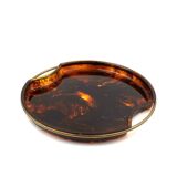 Hollywood regency brass and tortoiseshell lucite tray, Guzzini Italy 1970s