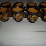 Set of 8 large enameled terracotta cups