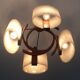 Teak hanging lamp and 4 shades in perpex 1950