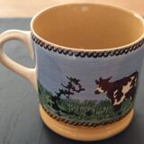 Stoneware mug, Cows decor.