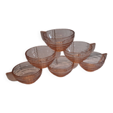 Lot de 6 tasses en verre rose en très bon état