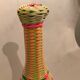 60s scoubidou bottle pink yellow green blue and smoky glass 27 cm