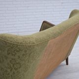 1960s, Danish 3-seater sofa, green furniture velour, ash wood legs.