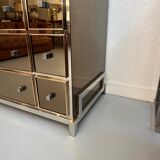 Commode verre Michel Pigneres  laiton et chrome vers 1970