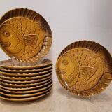 Game of dishes, Ceramic Ateliers du Revernay, “Besugo”, Mid-century – France