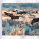 Printed wall tapestry, Bulls in Camargue, Robert Debiève, France