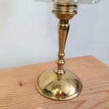 Vintage table lamp, brass foot and glass globe