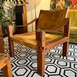 Paire de fauteuils et un repose pied Pierre Chapo 1960