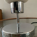 Vintage lamp in opaline glass and chromed metal