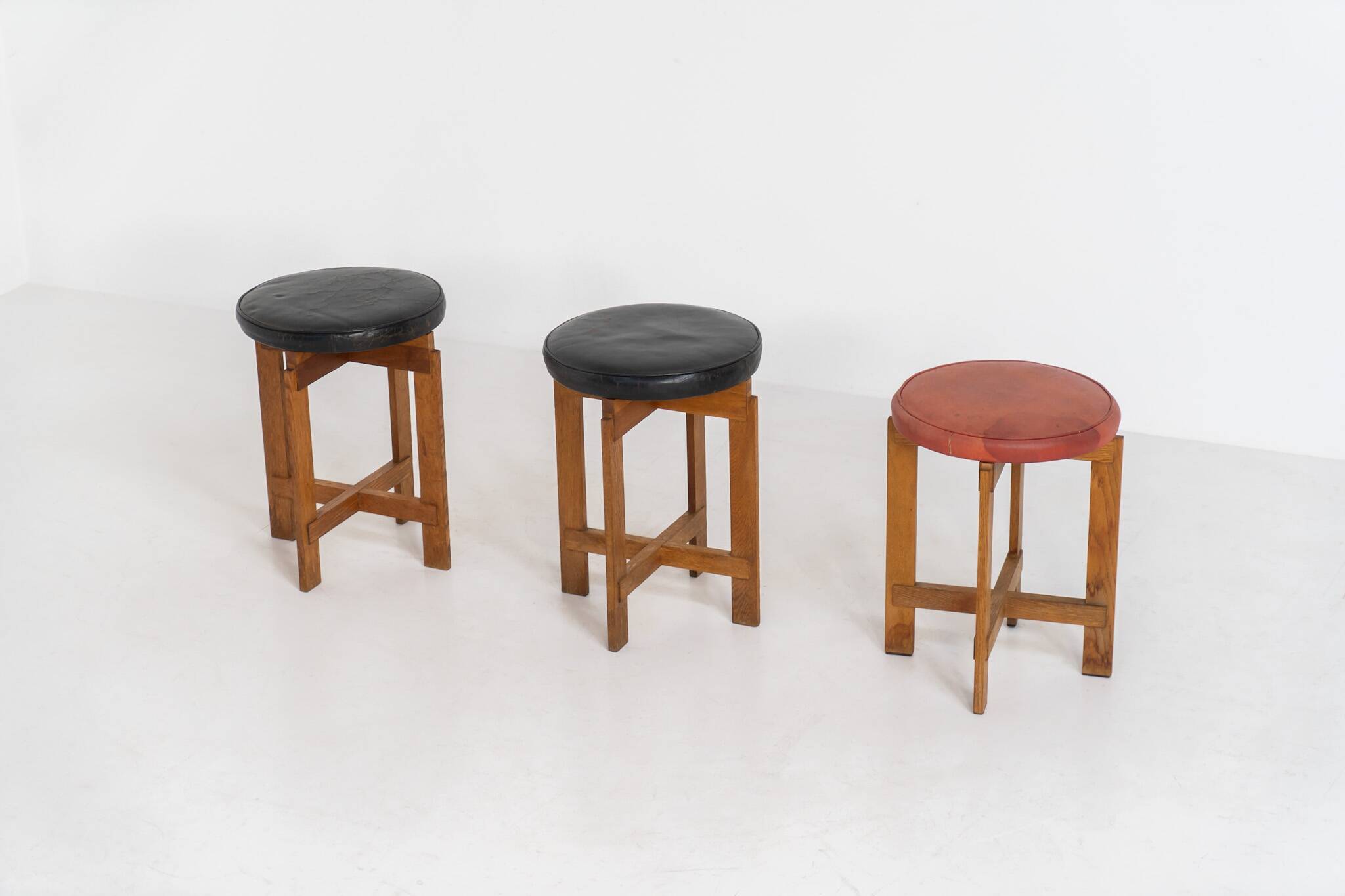 Very rare set of stools by Uno & Östen Kristiansson for Luxus Vittsjö