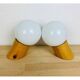 Pair of pine and opaline globe sconces, 70s