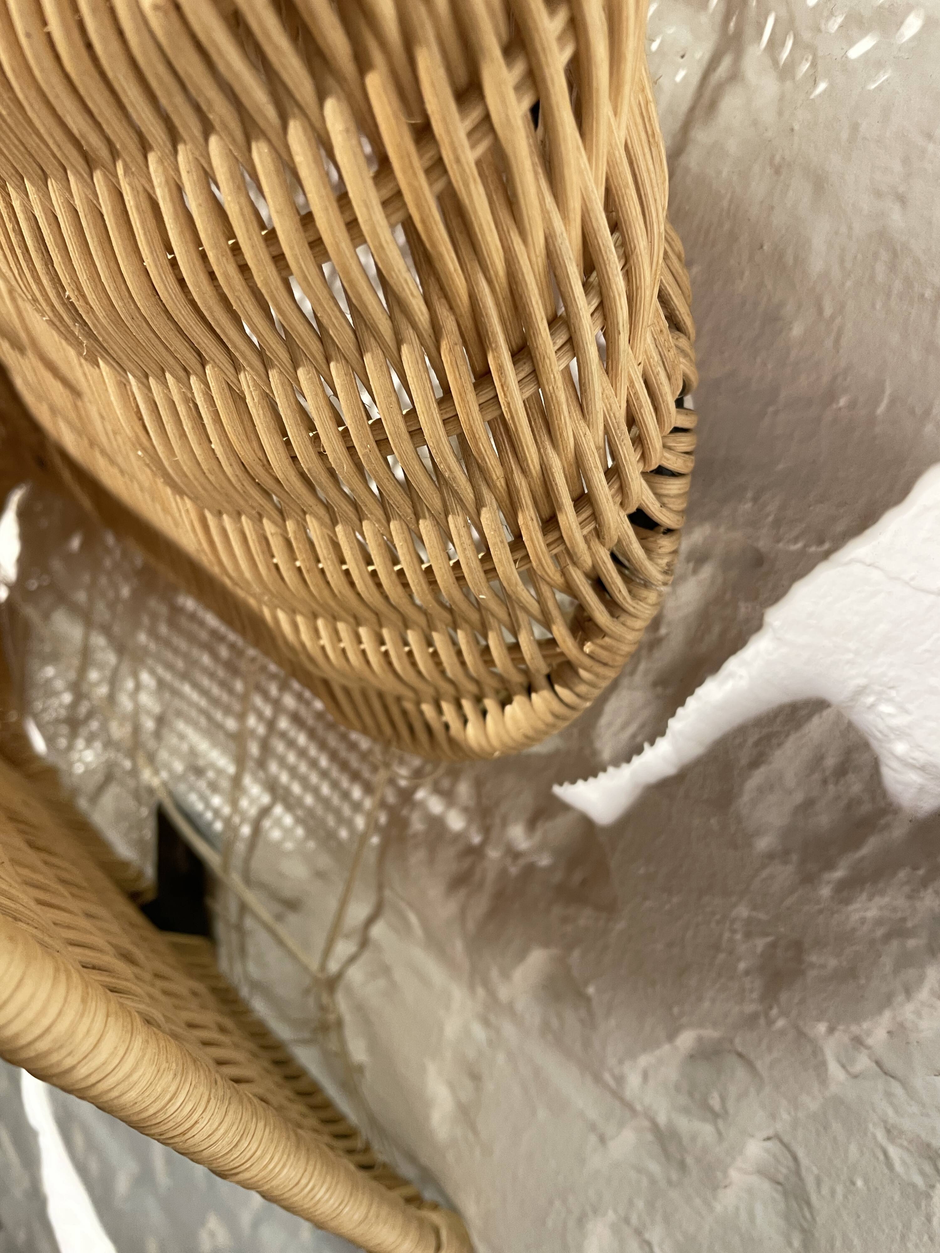 Wicker wall-mounted newspaper holder, France 1960's