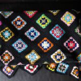 70's multi-colored crochet blanket