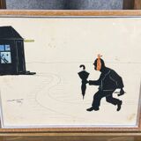 Marimag 20th century: original humorous ink paintings signed circa 1950