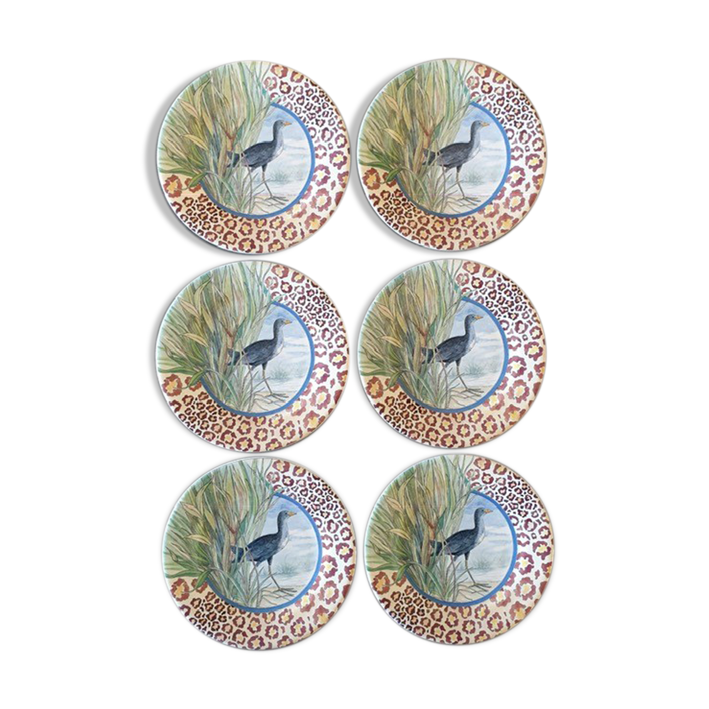 6 Gien Savane collection plates