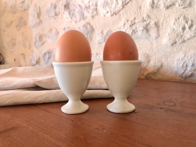 Antique earthenware egg cups