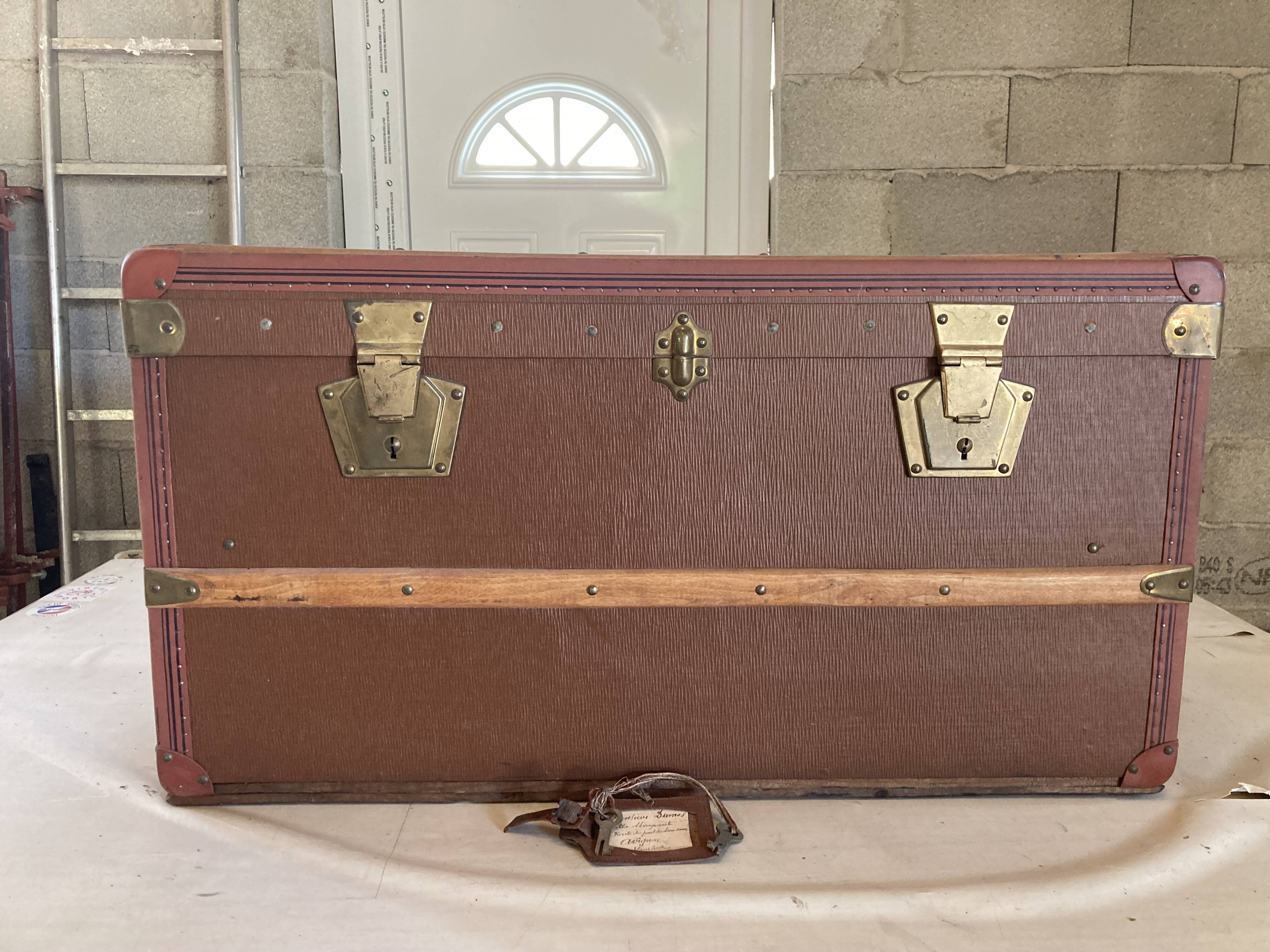 TRAVEL TRUNK RECTANGLE DEBUT XXE WOOD BROWN LEATHER SHEATH